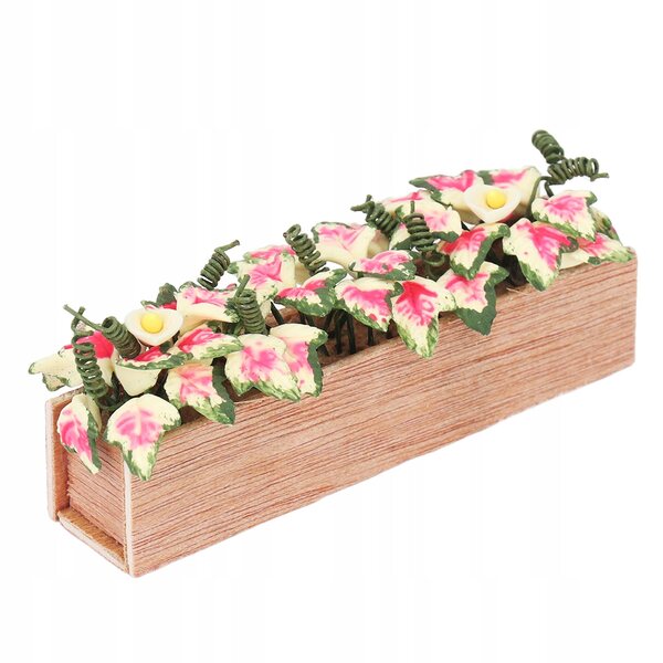 Bunte rechteckige Miniaturvase mit Blumenmuster für Puppenhaus 1:12