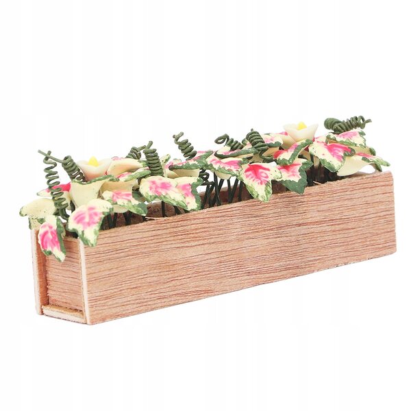 Bunte rechteckige Miniaturvase mit Blumenmuster für Puppenhaus 1:12