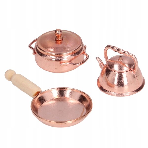 1:12 Mini-Küchenset für Puppenhäuser mit Metallpfanne und Töpfen