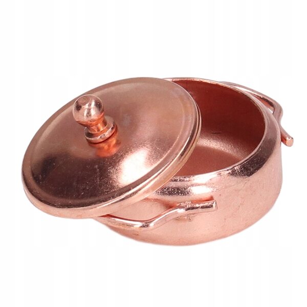 Mini set cucina 1:12 per case delle bambole con padella e pentole in metallo