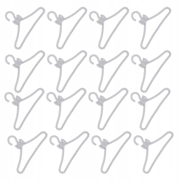 Set 50 Mini Appendiabiti per Abiti delle Bambole con Fiocco Bianco