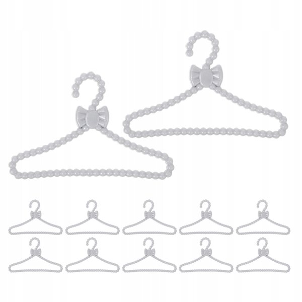 Set 50 Mini Appendiabiti per Abiti delle Bambole con Fiocco Bianco