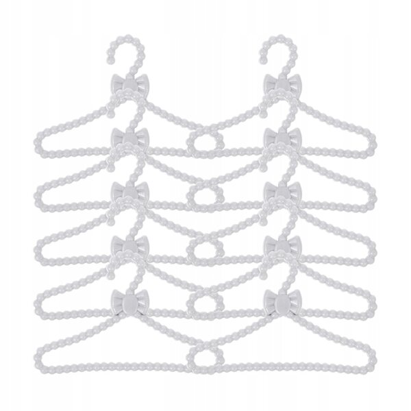 Set 50 Mini Appendiabiti per Abiti delle Bambole con Fiocco Bianco
