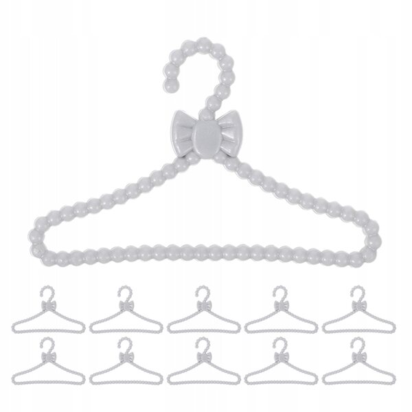 Set 50 Mini Appendiabiti per Abiti delle Bambole con Fiocco Bianco