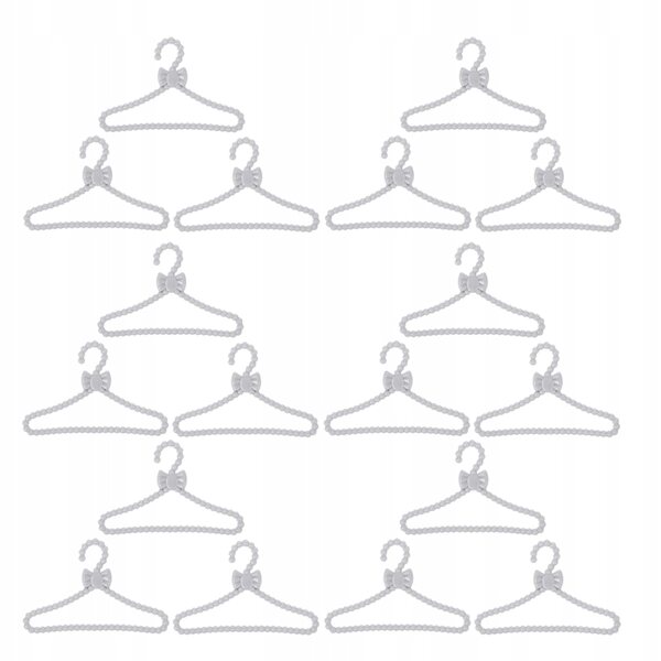Set 50 Mini Appendiabiti per Abiti delle Bambole con Fiocco Bianco