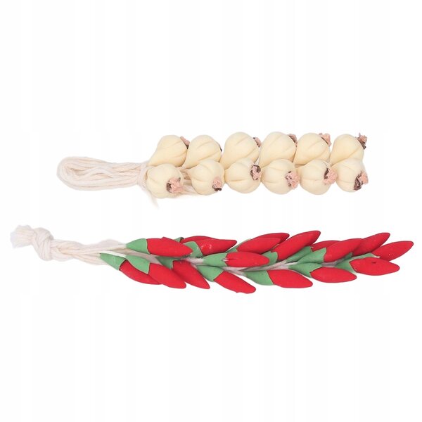 Harzminiaturen 1:12 Knoblauch- und Chilischnüre für Puppenhäuser