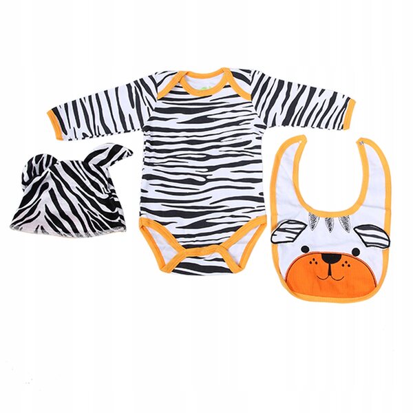 Komplettes Kleidungsset für neugeborene Puppen im Alter von 0 bis 3 Monaten im gestreiften Bärenstil