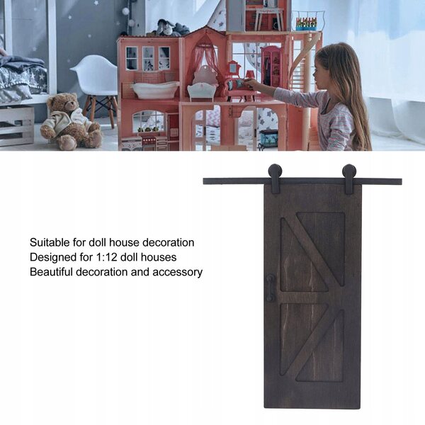 Miniatura mini casa delle bambole in legno di betulla con porte scorrevoli 1:12
