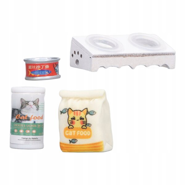 Miniatura ciotola per cibo gatto realistica per casa delle bambole 1/12