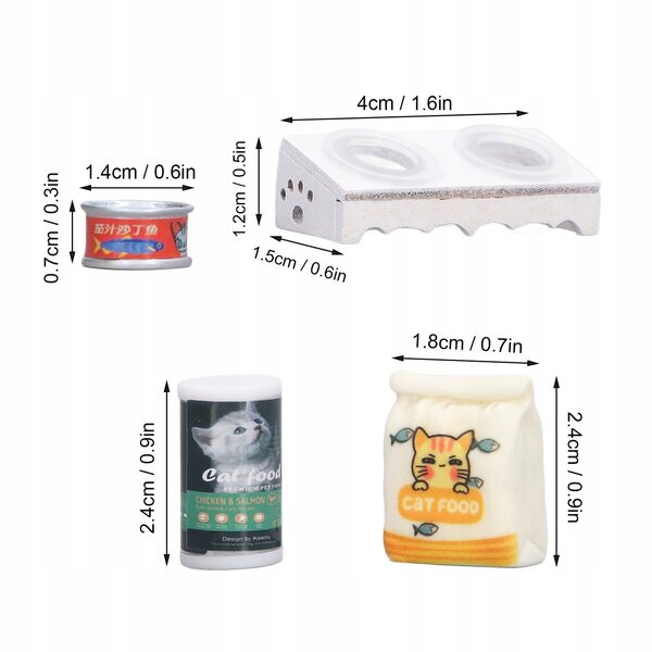 Miniatura realistica ciotola con cibo per gatti per casa delle bambole 1/12