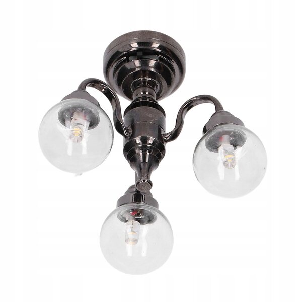 Lampadario miniatura 1:12 per casa delle bambole stile retrò, luce LED integrata