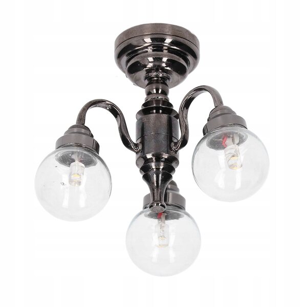 Lampadario miniatura 1:12 per casa delle bambole stile retrò, luce LED integrata
