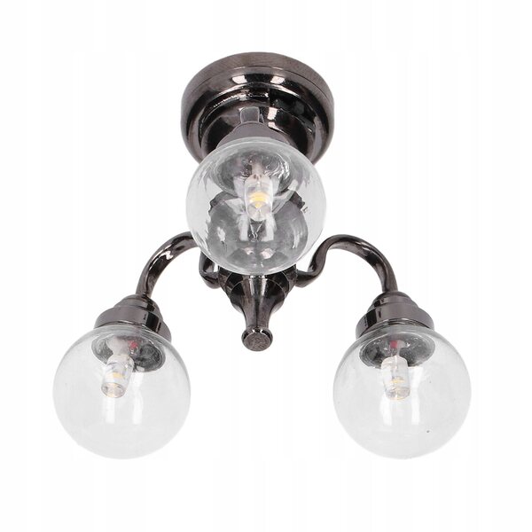Lampadario miniatura 1:12 per casa delle bambole stile retrò, luce LED integrata
