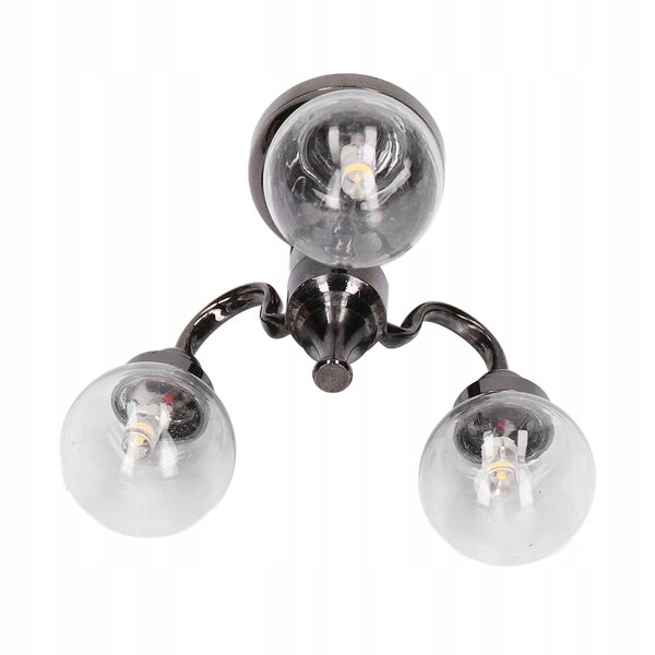Lampadario miniatura 1:12 per casa delle bambole stile retrò, luce LED integrata