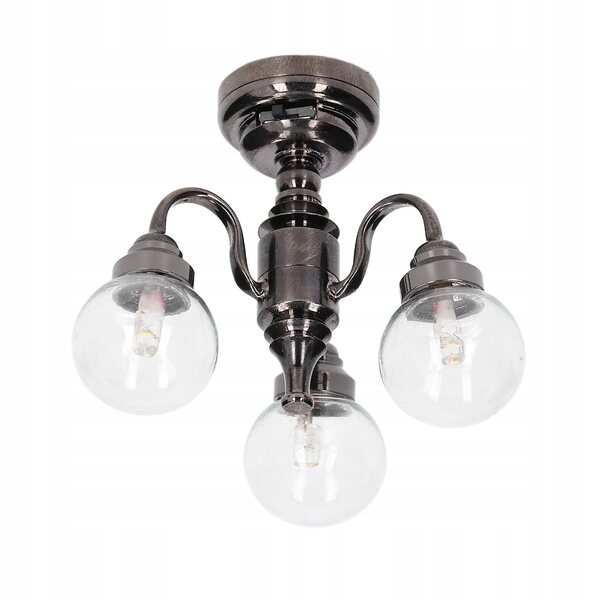 Lampadario miniatura 1:12 per casa delle bambole stile retrò, luce LED integrata