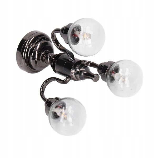 Lampadario miniatura 1:12 per casa delle bambole stile retrò, luce LED integrata