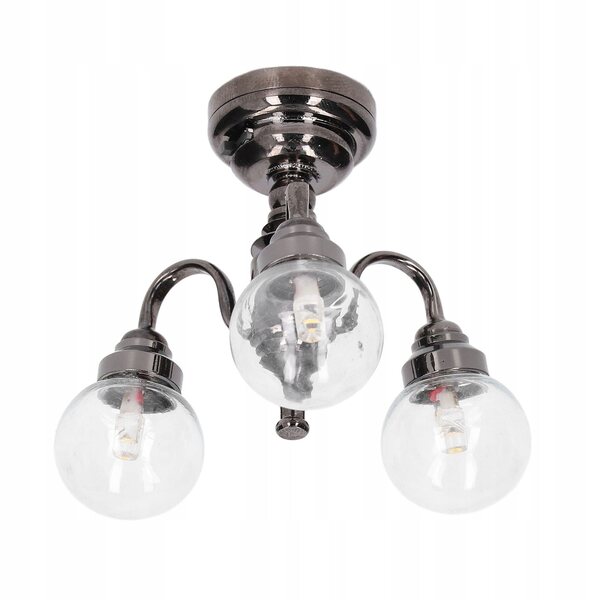 Lampadario miniatura 1:12 per casa delle bambole stile retrò, luce LED integrata