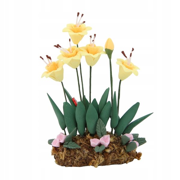 Donica-Miniatur mit Blume aus Harz für Puppenhaus im Maßstab 1:12