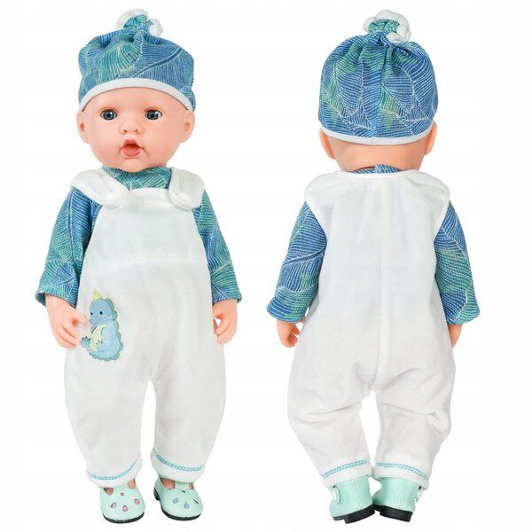 Grün-weiße Kleidung für 35-45 cm große Puppen, hochwertiger Stoff