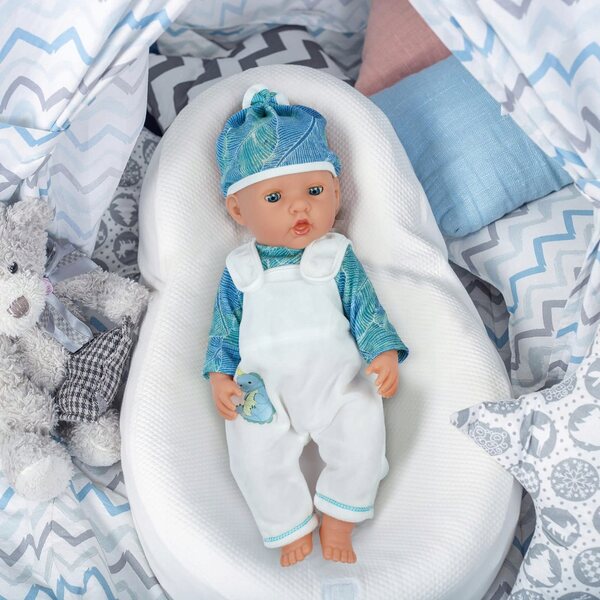 Grün-weiße Kleidung für 35-45 cm große Puppen, hochwertiger Stoff