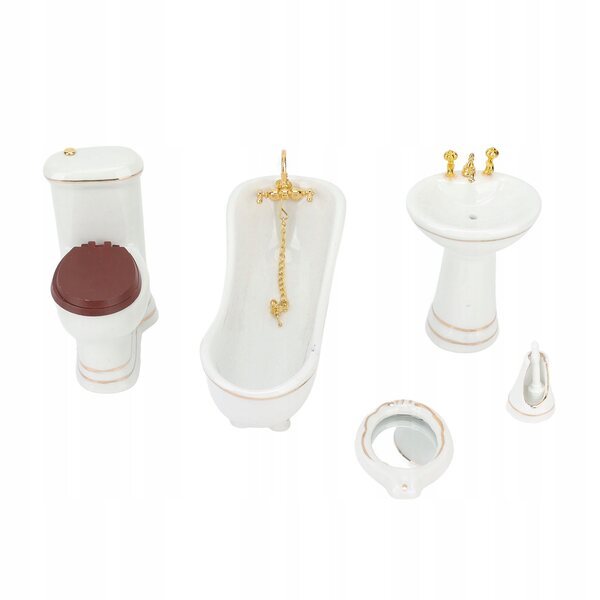1:12 Puppenhaus-Miniatur-Badezimmermöbel-Set, 5 detaillierte Teile
