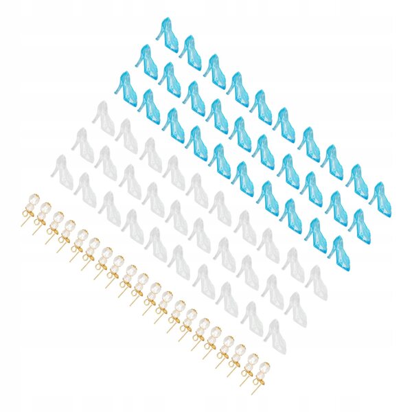 Set 60 scarpe alte e 20 orecchini colorati per bambole 1:12 miniatura