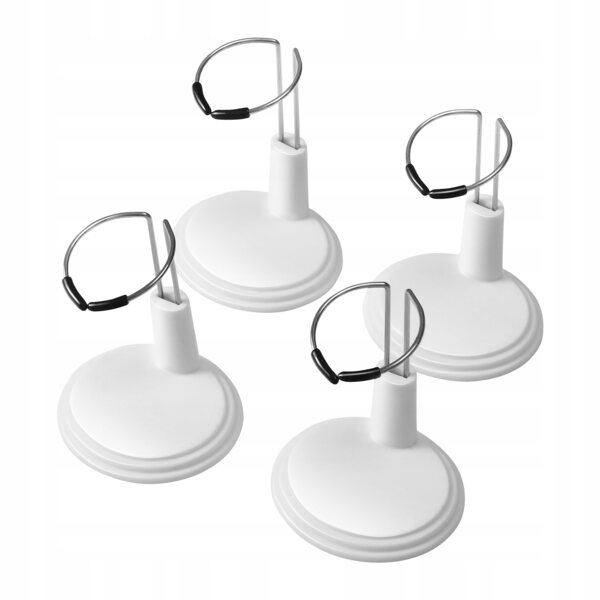 Set 4 supporti espositivi per bambole con base stabile in PVC 9x5,5 cm