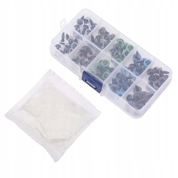 100 Stück 10 mm farbige Kunststoffaugen für Puppen, Stofftiere und kreative Arbeiten