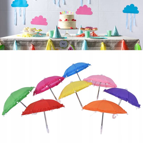 Set 8 Mini Ombrelli per Bambole Colorati Accessori Decorativi di Alta Qualità