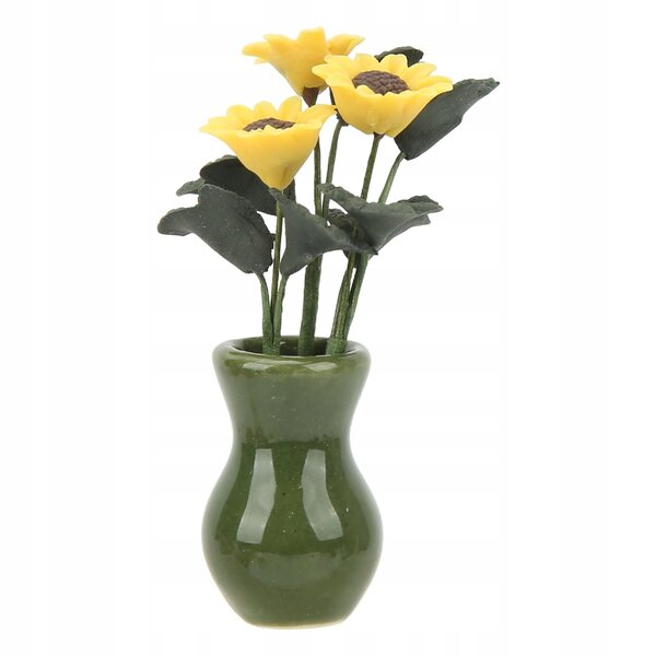 Miniatura vaso girasole 1/12 per casa delle bambole in argilla e ceramica