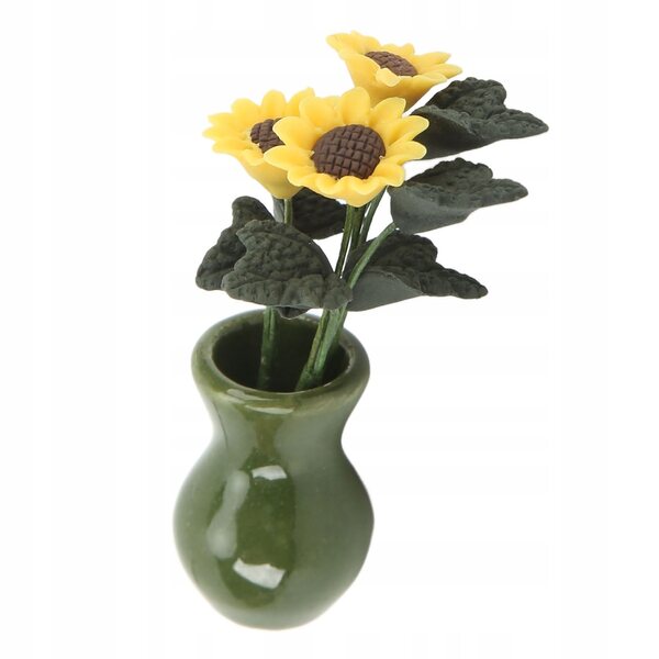 Miniatura vaso girasole 1/12 per casa delle bambole in argilla e ceramica
