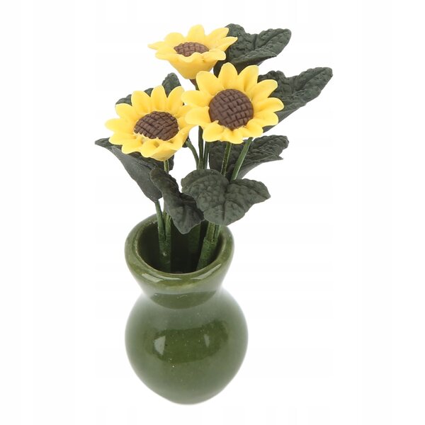 Miniatura vaso girasole 1/12 per casa delle bambole in argilla e ceramica