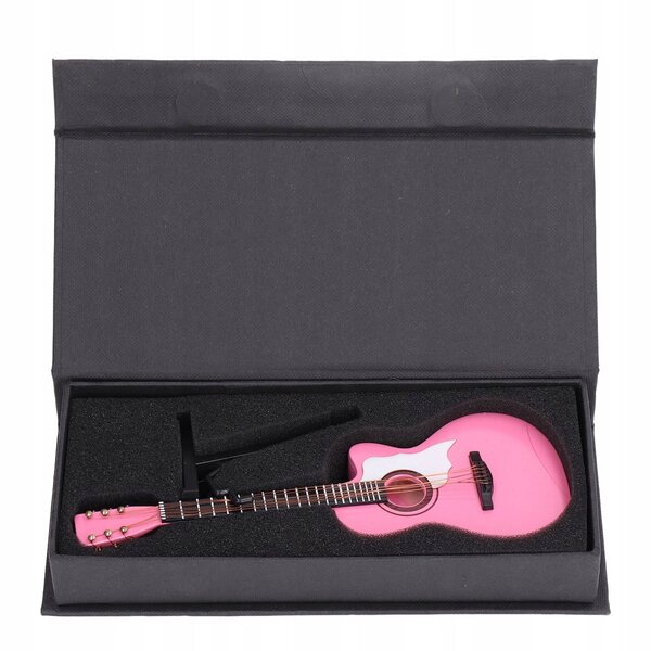 Modello di chitarra rosa in legno di faggio con costruzione precisa, perfetto per decorazione