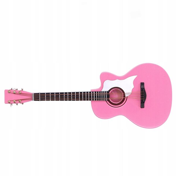 Rosafarbenes Gitarrenmodell aus Buchenholz mit präziser Konstruktion, perfekt zur Dekoration