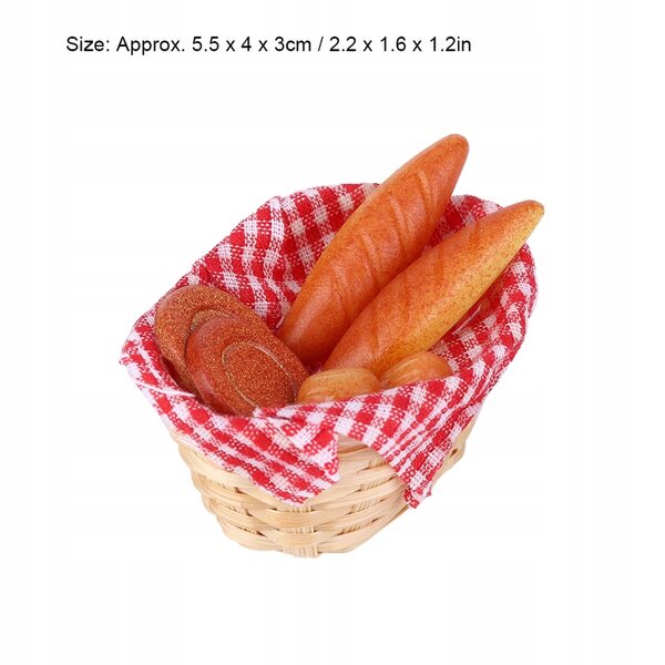 Miniatura pane con cestino per casa delle bambole scala 1:12, accessorio cucina