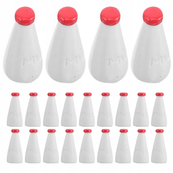 50 rote Mini-Milchflaschen für Puppenhausszenen aus Kunststoff
