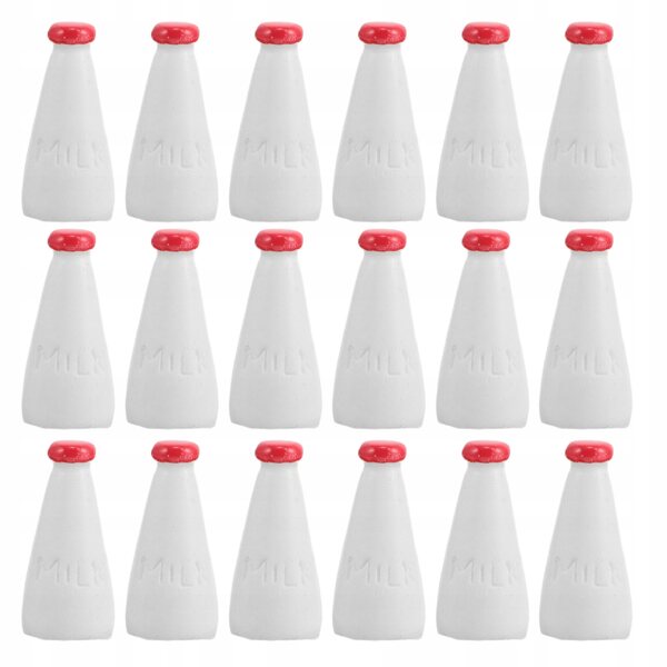 50 rote Mini-Milchflaschen für Puppenhausszenen aus Kunststoff