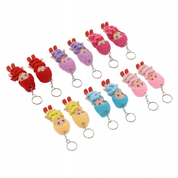 Set 12 mini bambole portachiavi belle e portatili in PVC resistente