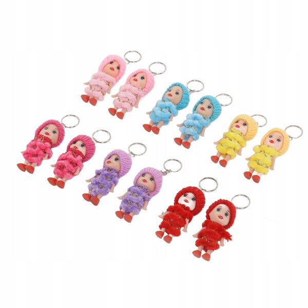 Set 12 mini bambole portachiavi belle e portatili in PVC resistente
