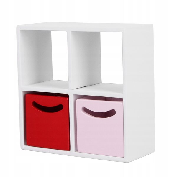 1:12 Puppenhausmöbel mit 4 Regalen und 2 kleinen modernen Schubladen