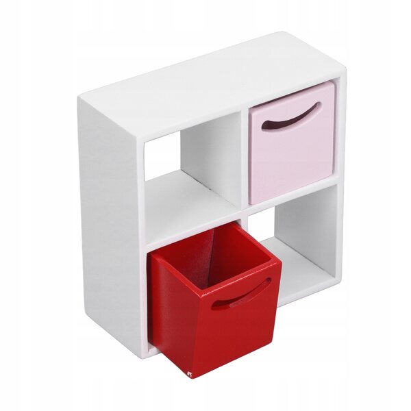 1:12 Puppenhausmöbel mit 4 Regalen und 2 kleinen modernen Schubladen