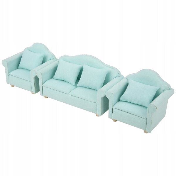Set 3 Mini Divani 1:12 per Casa delle Bambole in Legno e Tessuto