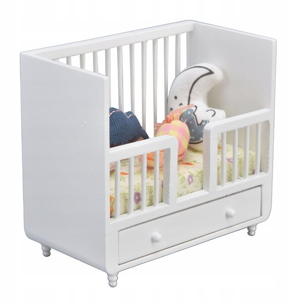 Letto in Legno Miniatura 1:12 per Bambole con 4 Cuscini Realistici