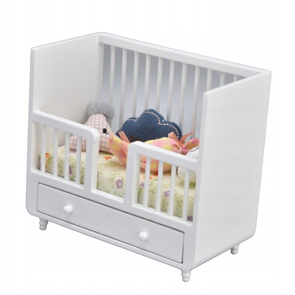 Letto in Legno Miniatura 1:12 per Bambole con 4 Cuscini Realistici