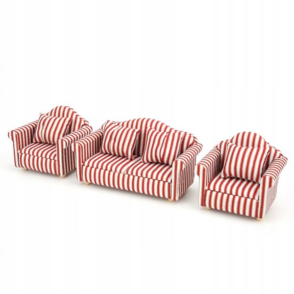 Mini Sofa Set 1:12 Puppenhaus Dekoration Orange Rot Gold