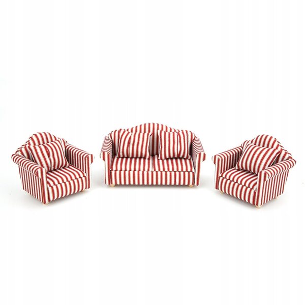 Mini Sofa Set 1:12 Puppenhaus Dekoration Orange Rot Gold