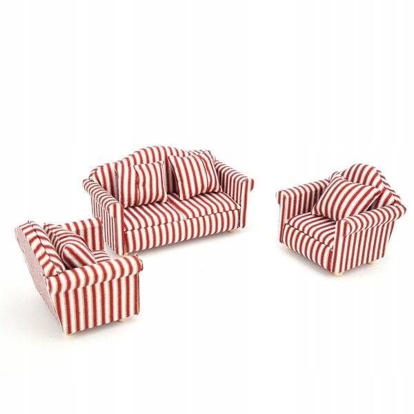 Mini Sofa Set 1:12 Puppenhaus Dekoration Orange Rot Gold