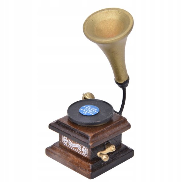 Fonografo Retro in Legno 1:12 per Decorazioni Domini delle Bambole