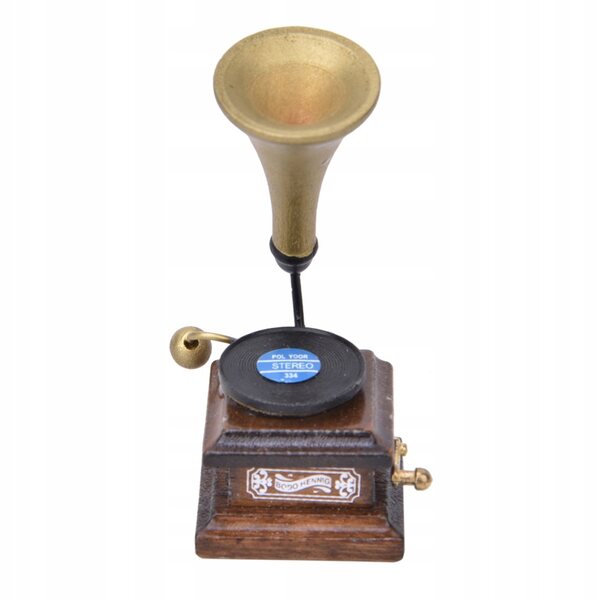 Fonografo Retro in Legno 1:12 per Decorazioni Domini delle Bambole