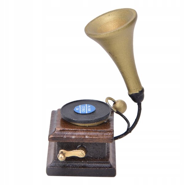 Fonografo Retro in Legno 1:12 per Decorazioni Domini delle Bambole